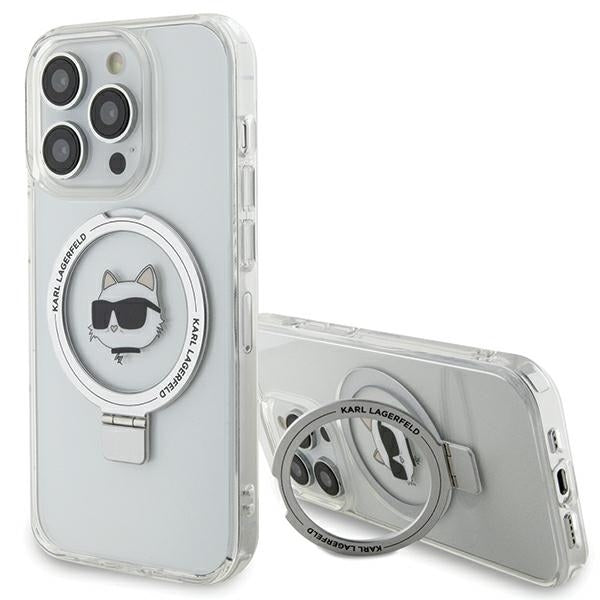 MagSafe-deksel for Apple iPhone 15 Pro, Karl Lagerfeld, Ring Stand Choupette's Head, Hvit