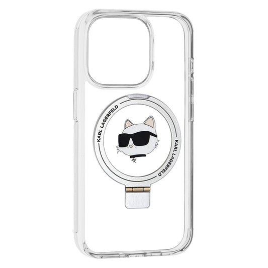 MagSafe-deksel for Apple iPhone 15 Pro, Karl Lagerfeld, Ring Stand Choupette's Head, Hvit