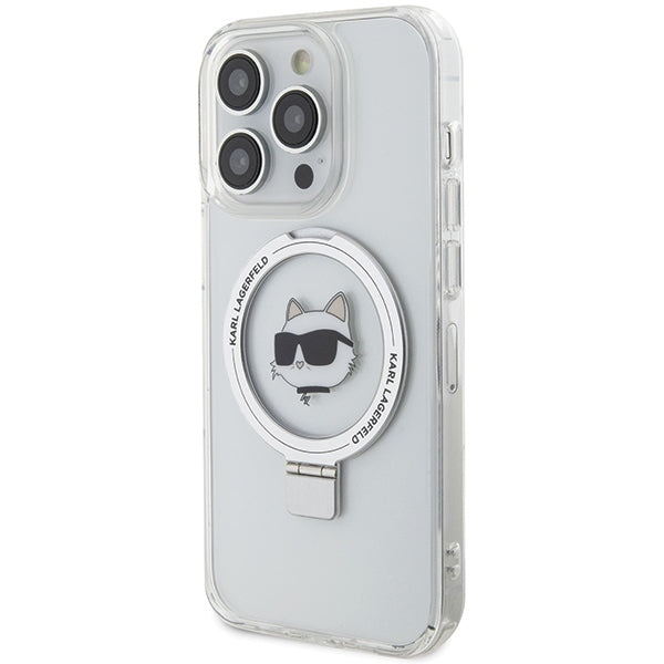 MagSafe-deksel for Apple iPhone 15 Pro, Karl Lagerfeld, Ring Stand Choupette's Head, Hvit