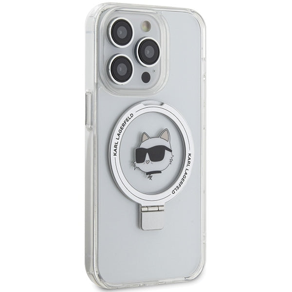 MagSafe-deksel for Apple iPhone 15 Pro, Karl Lagerfeld, Ring Stand Choupette's Head, Hvit