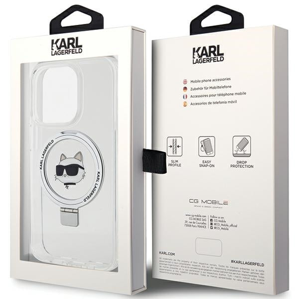 MagSafe-deksel for Apple iPhone 15 Pro, Karl Lagerfeld, Ring Stand Choupette's Head, Hvit