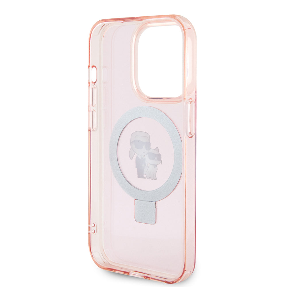 MagSafe-deksel for Apple iPhone 15 Pro, Karl Lagerfeld, Ring Stand Karl & Choupette, Rosa