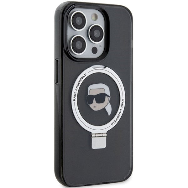 MagSafe-deksel for Apple iPhone 15 Pro, Karl Lagerfeld, Ring Stand Karl's Head, Svart