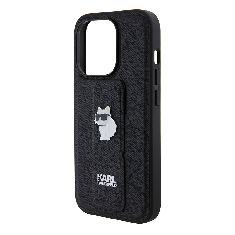 MagSafe-deksel for Apple iPhone 15 Pro, Karl Lagerfeld, Saffiano Gripstand Choupette, Svart