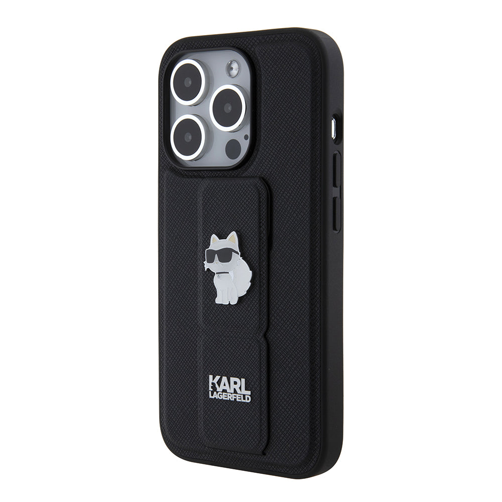 MagSafe-deksel for Apple iPhone 15 Pro, Karl Lagerfeld, Saffiano Gripstand Choupette, Svart
