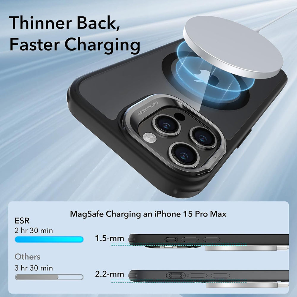 MagSafe deksel for Apple iPhone 15 Pro Max, ESR, Classic Hybrid Kickstand, Svart Transparent