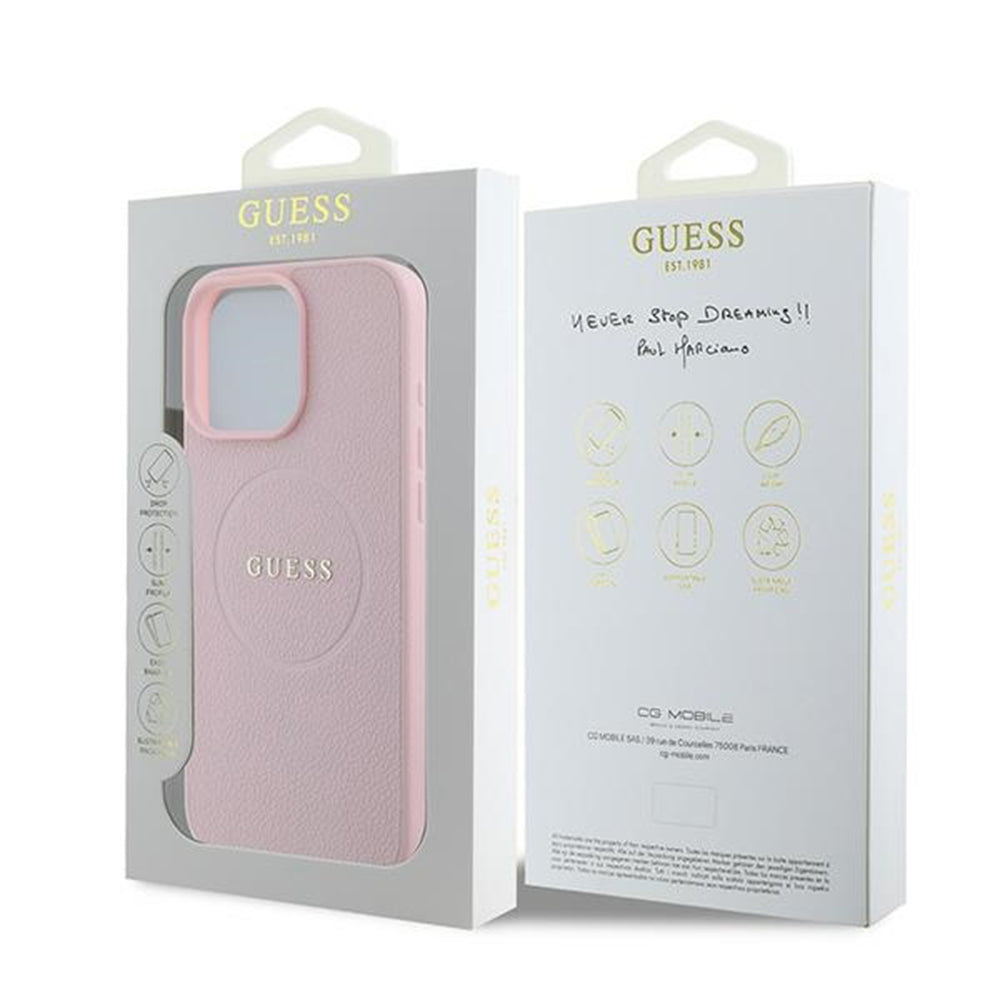 MagSafe-deksel for Apple iPhone 15 Pro Max, Guess, Grained Gold Ring, Rosa