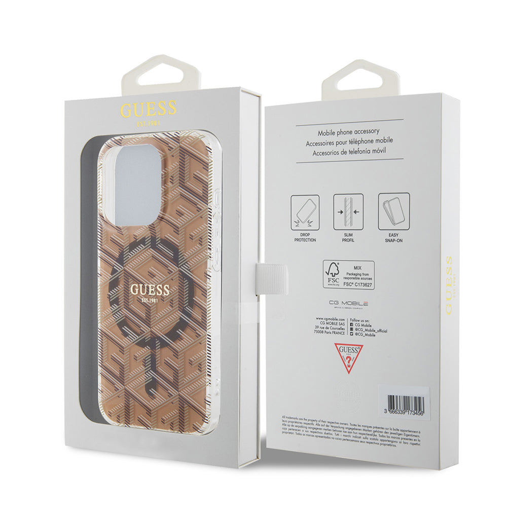 MagSafe-deksel for Apple iPhone 15 Pro Max, Guess, IML Gcube, Brun