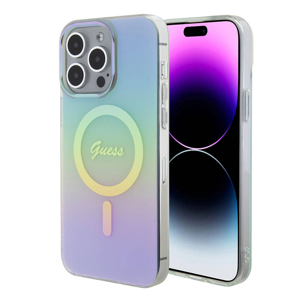 MagSafe-deksel for Apple iPhone 15 Pro Max, Guess, IML Iridescent, Turkis