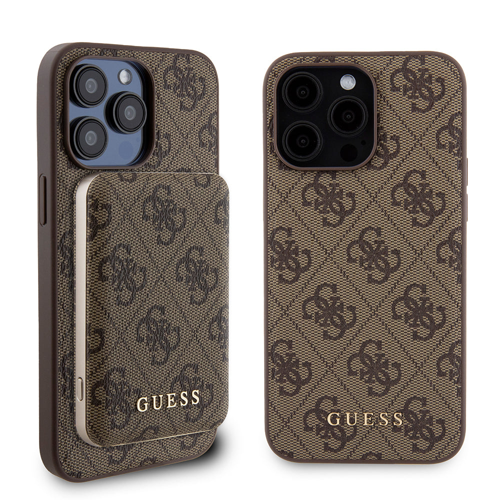 MagSafe-deksel for Apple iPhone 15 Pro Max, Guess, Powerbank 4G Metal Logo, Brun