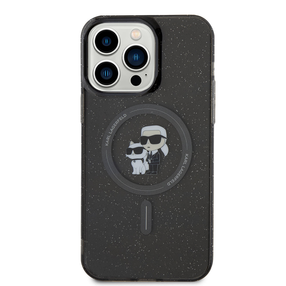 MagSafe-deksel for Apple iPhone 15 Pro Max, Karl Lagerfeld, Glitter Karl & Choupette, Svart