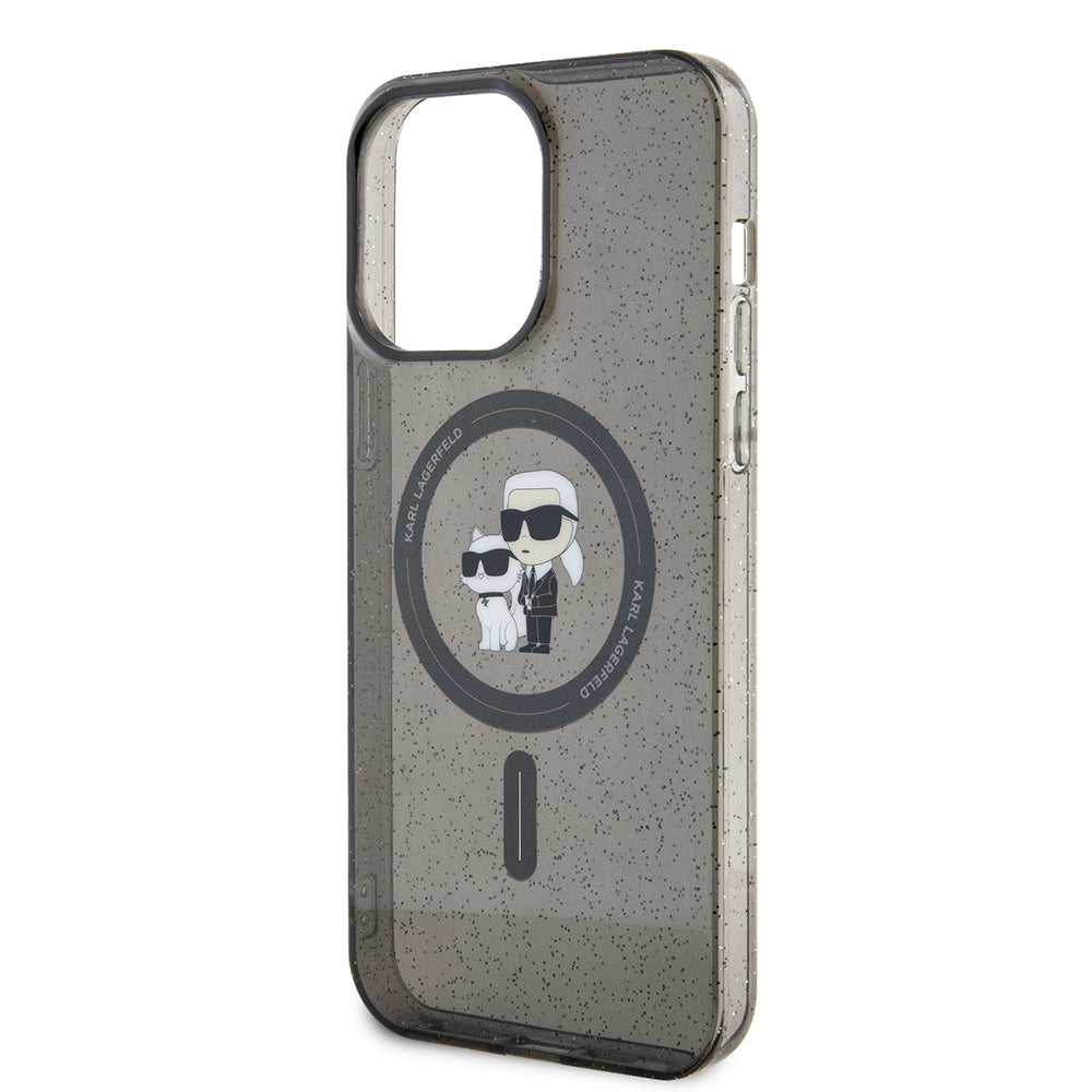 MagSafe-deksel for Apple iPhone 15 Pro Max, Karl Lagerfeld, Glitter Karl & Choupette, Svart