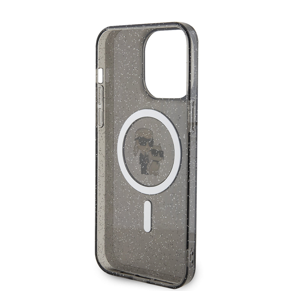 MagSafe-deksel for Apple iPhone 15 Pro Max, Karl Lagerfeld, Glitter Karl & Choupette, Svart