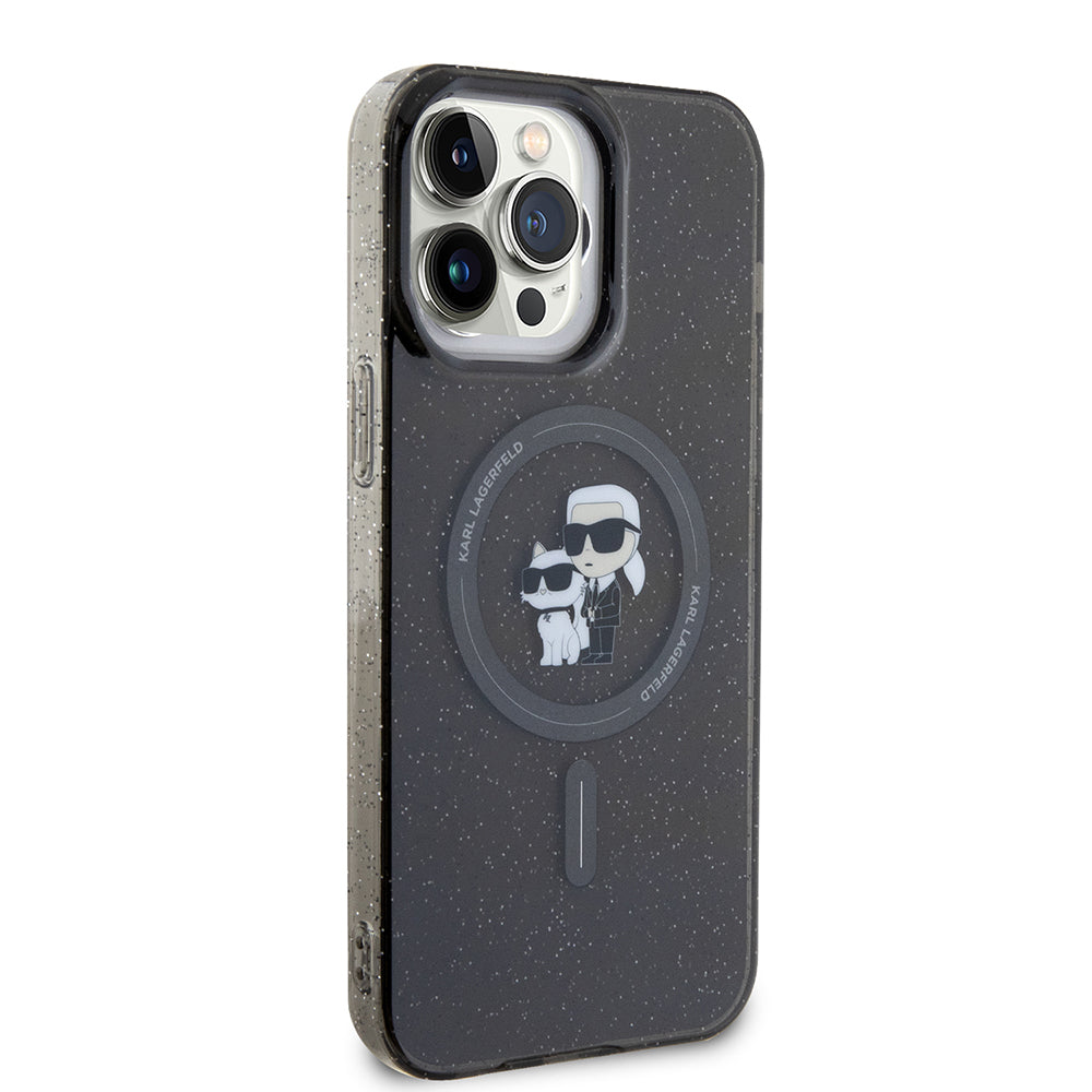 MagSafe-deksel for Apple iPhone 15 Pro Max, Karl Lagerfeld, Glitter Karl & Choupette, Svart