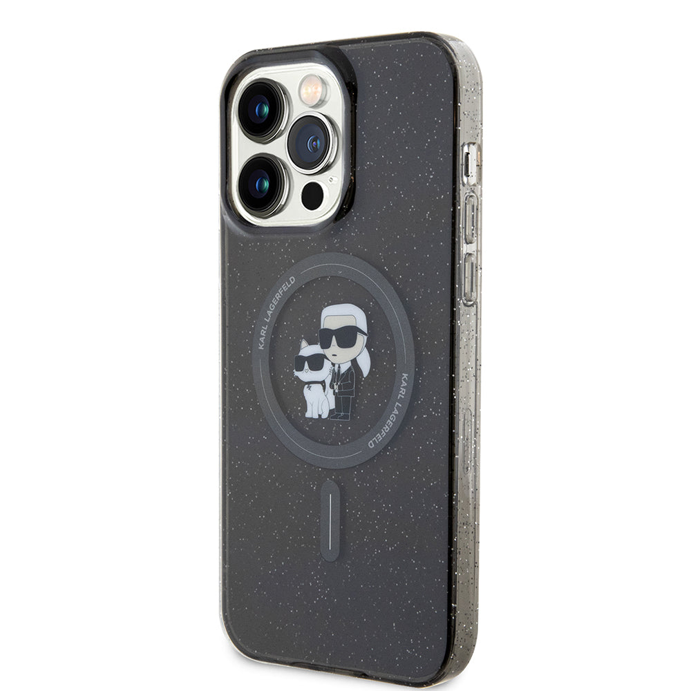 MagSafe-deksel for Apple iPhone 15 Pro Max, Karl Lagerfeld, Glitter Karl & Choupette, Svart