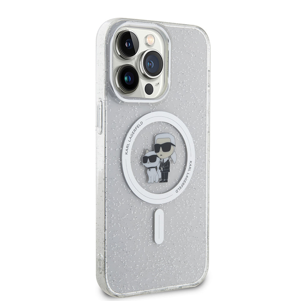 MagSafe-deksel for Apple iPhone 15 Pro Max, Karl Lagerfeld, Glitter, Gjennomsiktig