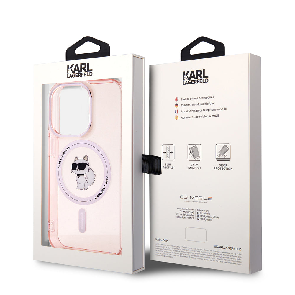 MagSafe-deksel for Apple iPhone 15 Pro Max, Karl Lagerfeld, IML Choupette, Rosa