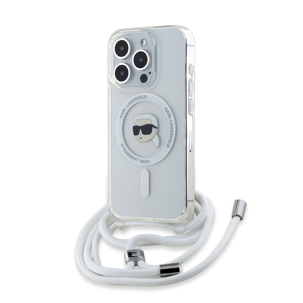 MagSafe-deksel for Apple iPhone 15 Pro Max, Karl Lagerfeld, IML Crossbody Karl's Head, Gjennomsiktig