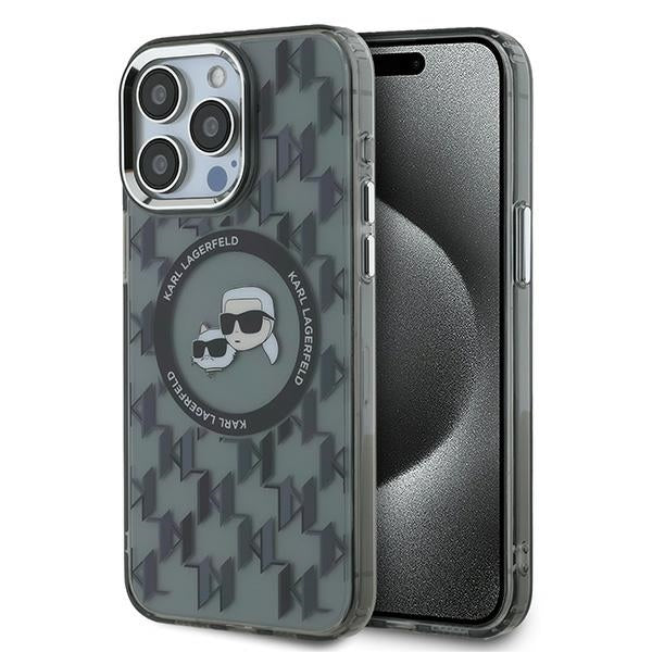 MagSafe-deksel for Apple iPhone 15 Pro Max, Karl Lagerfeld, IML Monogram Karl & Choupette's Heads, Svart