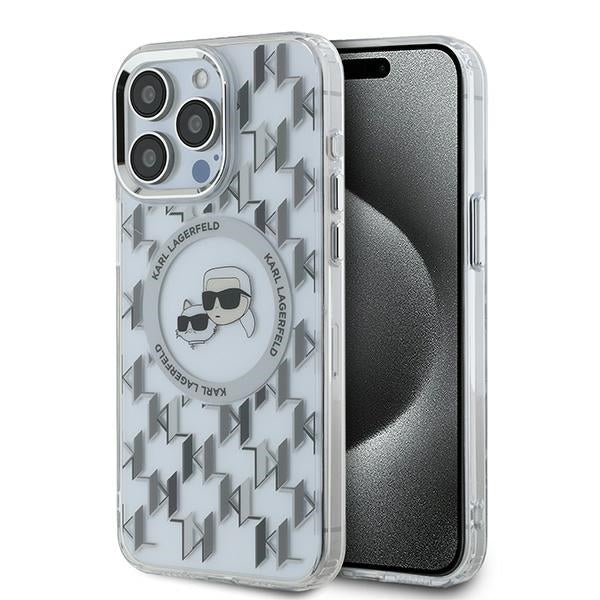 MagSafe-deksel for Apple iPhone 15 Pro Max, Karl Lagerfeld, IML Monogram Karl & Choupette's Heads, Gjennomsiktig