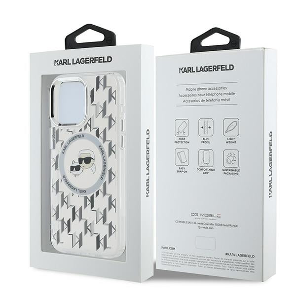 MagSafe-deksel for Apple iPhone 15 Pro Max, Karl Lagerfeld, IML Monogram Karl & Choupette's Heads, Gjennomsiktig