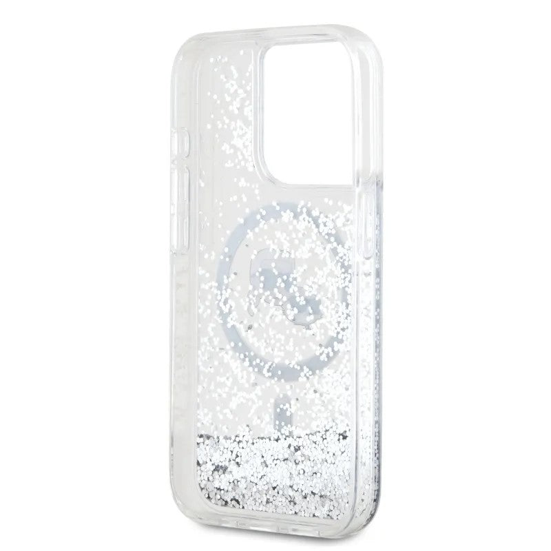 MagSafe-deksel for Apple iPhone 15 Pro Max, Karl Lagerfeld, Liquid Glitter Karl & Choupette's Heads, Gjennomsiktig