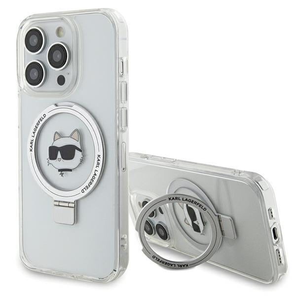 MagSafe-deksel for Apple iPhone 15 Pro Max, Karl Lagerfeld, Ring Stand Choupette's Head, Hvit