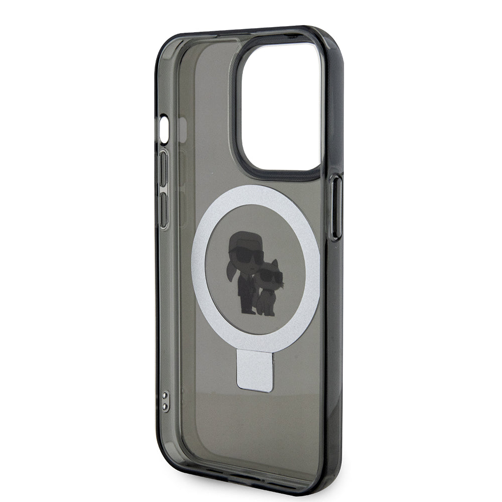 MagSafe-deksel for Apple iPhone 15 Pro Max, Karl Lagerfeld, Ring Stand Karl & Choupette, Svart