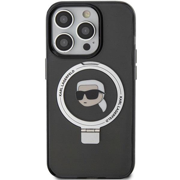 MagSafe-deksel for Apple iPhone 15 Pro Max, Karl Lagerfeld, Ring Stand Karl's Head, Svart