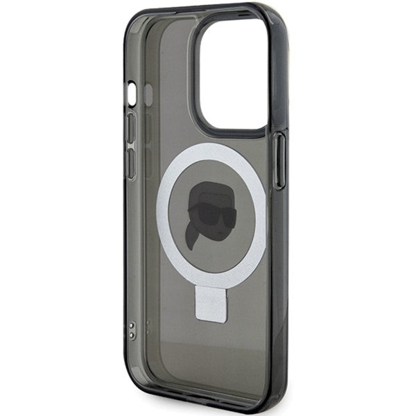 MagSafe-deksel for Apple iPhone 15 Pro Max, Karl Lagerfeld, Ring Stand Karl's Head, Svart