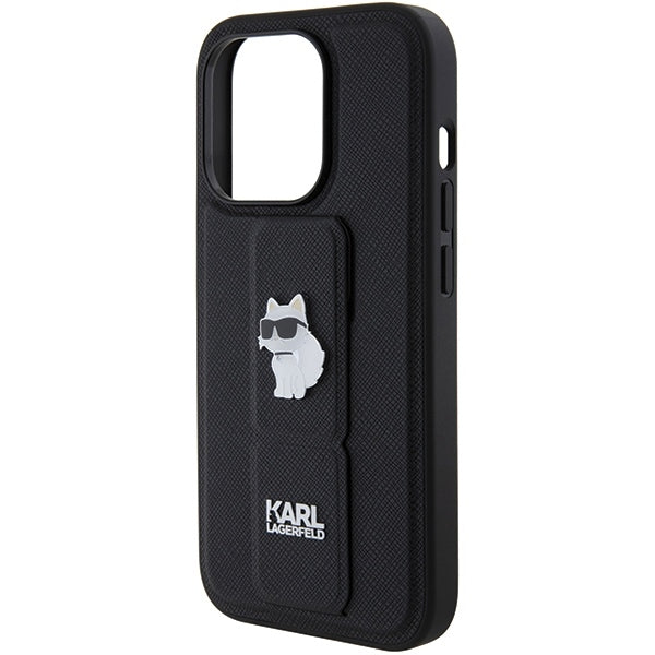 MagSafe-deksel for Apple iPhone 15 Pro Max, Karl Lagerfeld, Saffiano Gripstand Choupette, Svart
