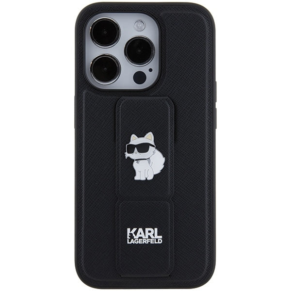 MagSafe-deksel for Apple iPhone 15 Pro Max, Karl Lagerfeld, Saffiano Gripstand Choupette, Svart