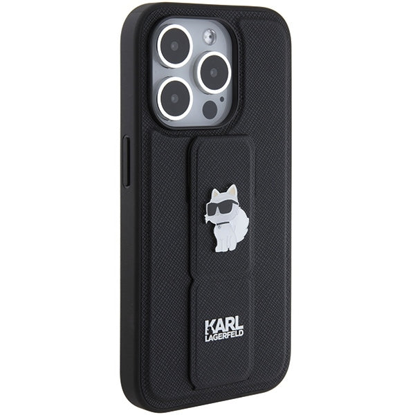 MagSafe-deksel for Apple iPhone 15 Pro Max, Karl Lagerfeld, Saffiano Gripstand Choupette, Svart