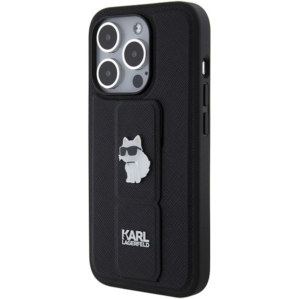 MagSafe-deksel for Apple iPhone 15 Pro Max, Karl Lagerfeld, Saffiano Gripstand Choupette, Svart