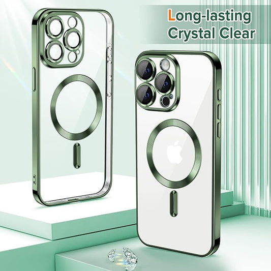 MagSafe-deksel for Apple iPhone 15 Pro, Techsuit, Luxury Crystal, Mørkegrønn