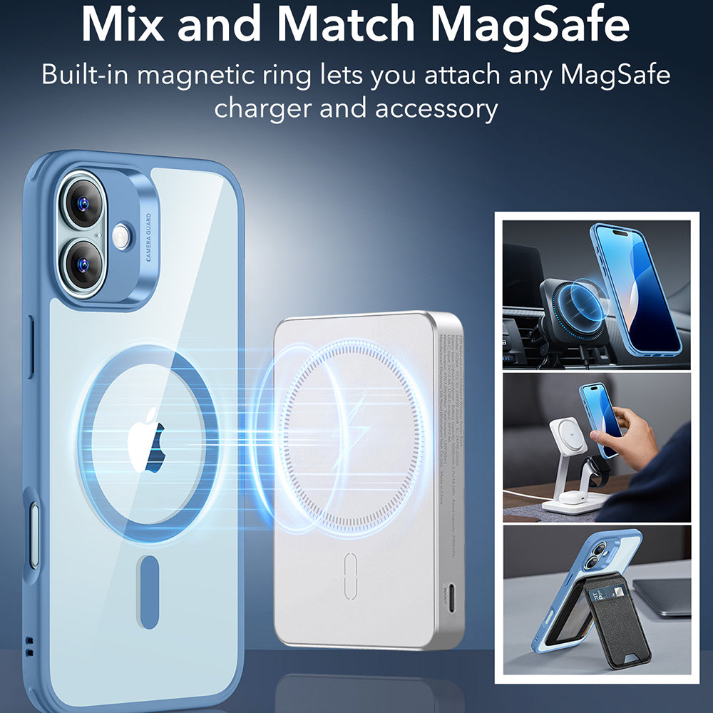 MagSafe-deksel for Apple iPhone 16, ESR, Classic Hybrid, Gjennomsiktig Blå