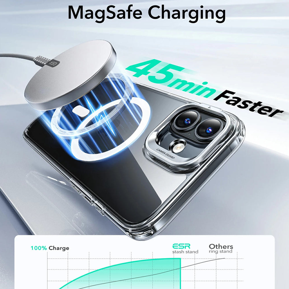 MagSafe-deksel for Apple iPhone 16, ESR, Classic Hybrid Kickstand, Satin Sort