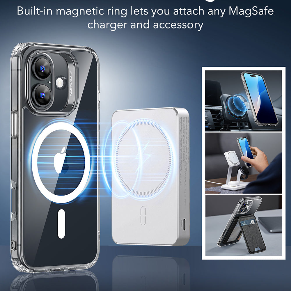 MagSafe-deksel for Apple iPhone 16, ESR, Classic Hybrid, Gjennomsiktig