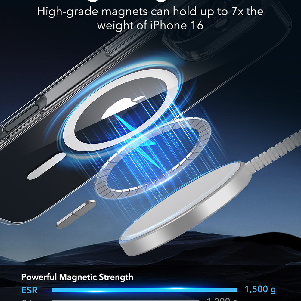 MagSafe-deksel for Apple iPhone 16, ESR, Classic Hybrid, Gjennomsiktig