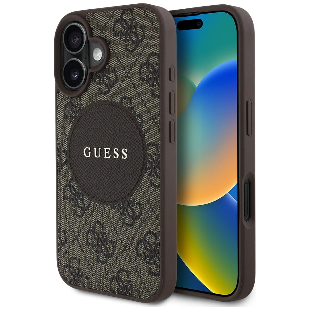 MagSafe-deksel for Apple iPhone 16, Guess, 4G Circle Classic Logo, Brun