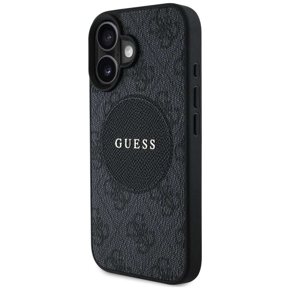 MagSafe-deksel for Apple iPhone 16, Guess, 4G Circle Classic Logo, Svart