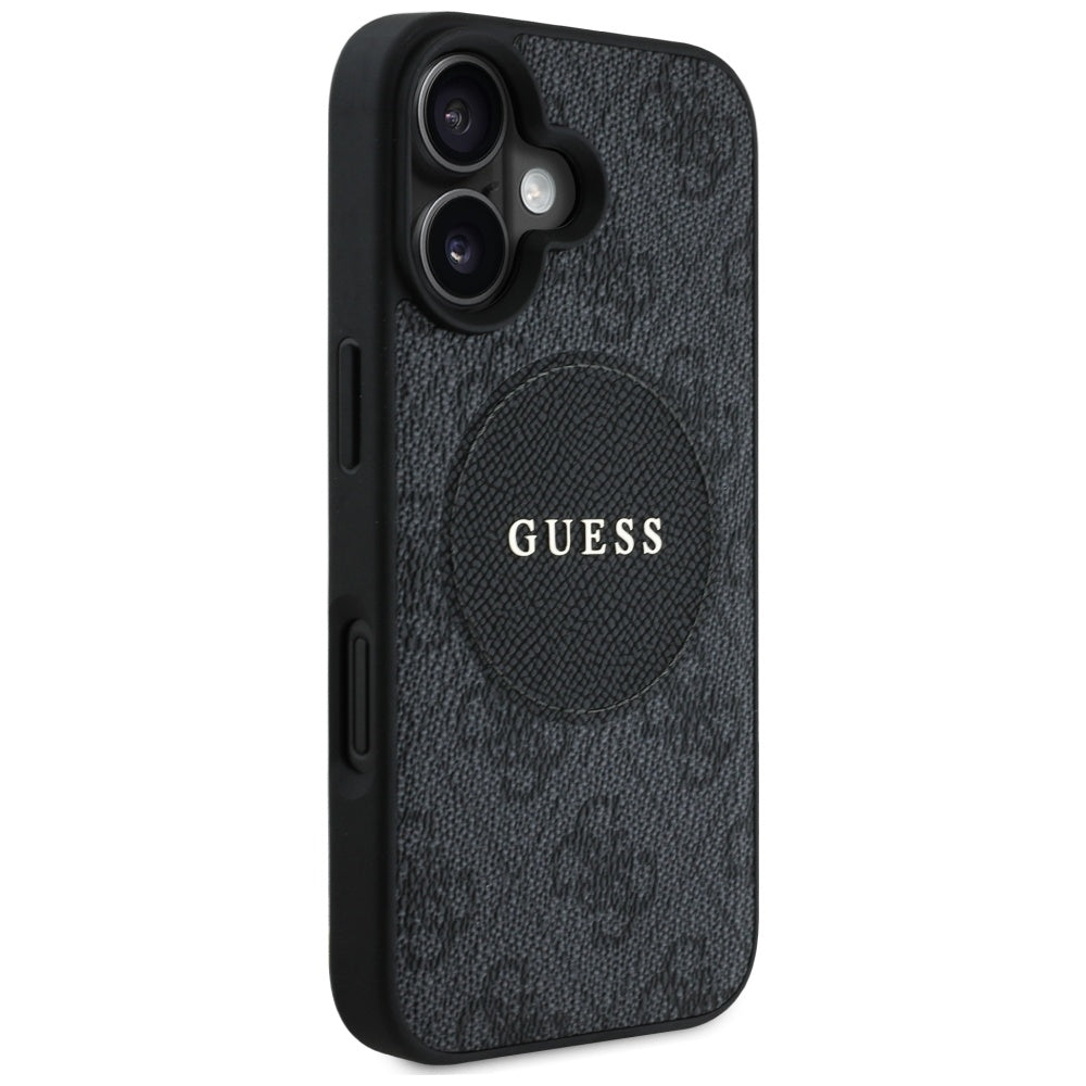MagSafe-deksel for Apple iPhone 16, Guess, 4G Circle Classic Logo, Svart