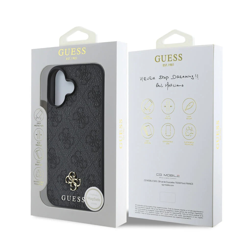 MagSafe-deksel for Apple iPhone 16, Guess, 4G Classic, Svart