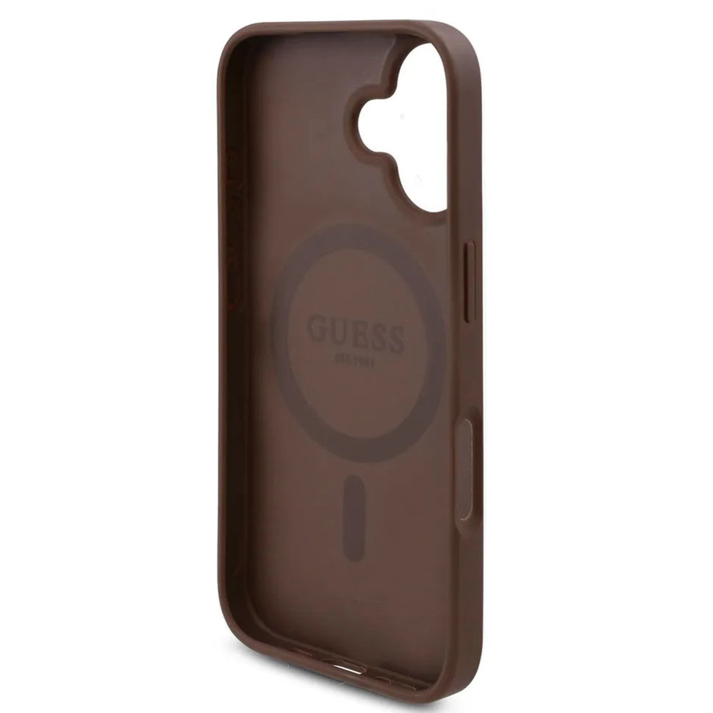 MagSafe-deksel for Apple iPhone 16, Guess, 4G Flowers Print, Brun
