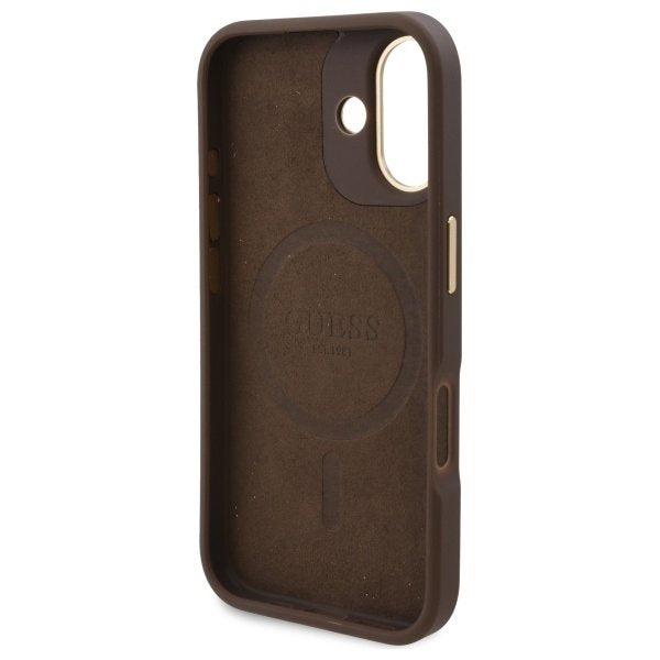 MagSafe-deksel for Apple iPhone 16, Guess, 4G Logo Plate, Brun