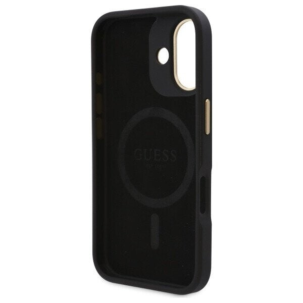 MagSafe-deksel for Apple iPhone 16, Guess, 4G Logo Plate, Svart