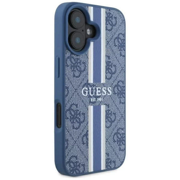 MagSafe-deksel for Apple iPhone 16, Guess, 4G Printed Stripes, Blå