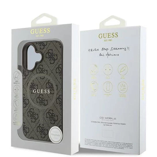 MagSafe-deksel for Apple iPhone 16, Guess, 4G Ring Classic Logo, Brun