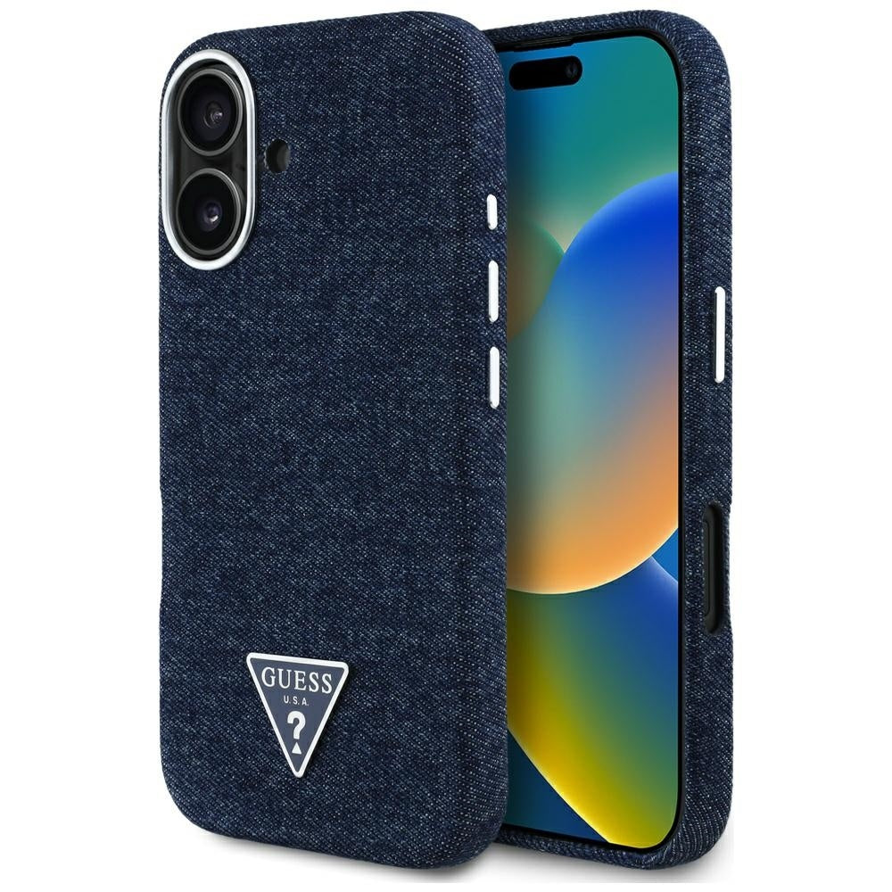 MagSafe-deksel for Apple iPhone 16, Guess, Denim Triangle Logo, Blå