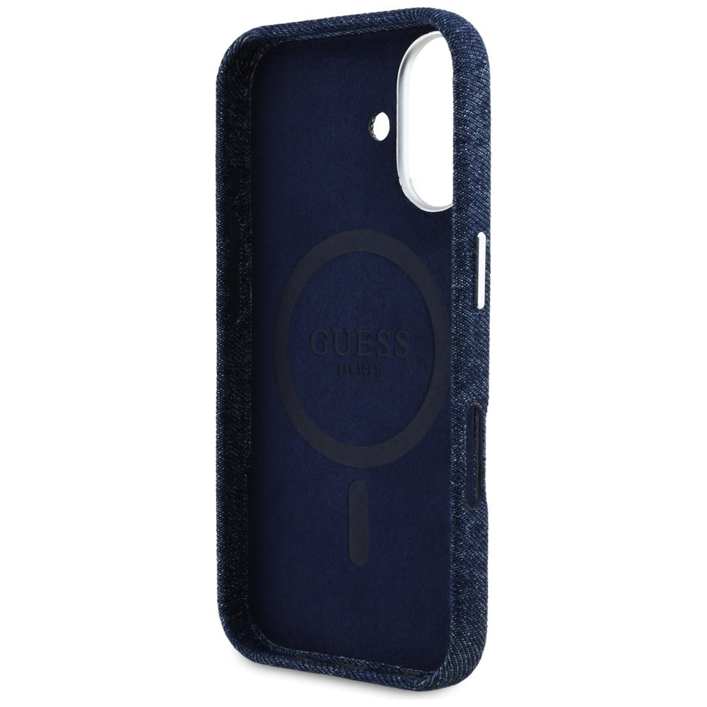 MagSafe-deksel for Apple iPhone 16, Guess, Denim Triangle Logo, Blå